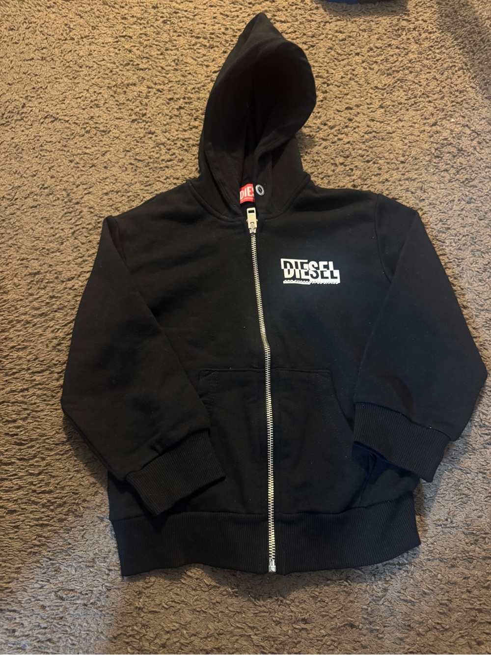 Diesel Black Hoodie with White Tag Logo